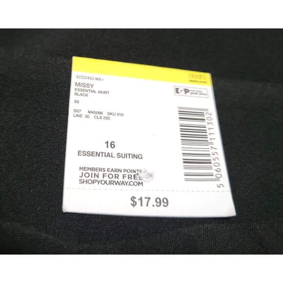 Simply Styled By Sears Black Fully Lined Essential Suiting Pencil Skirt Size 16 - Picture 5 of 10